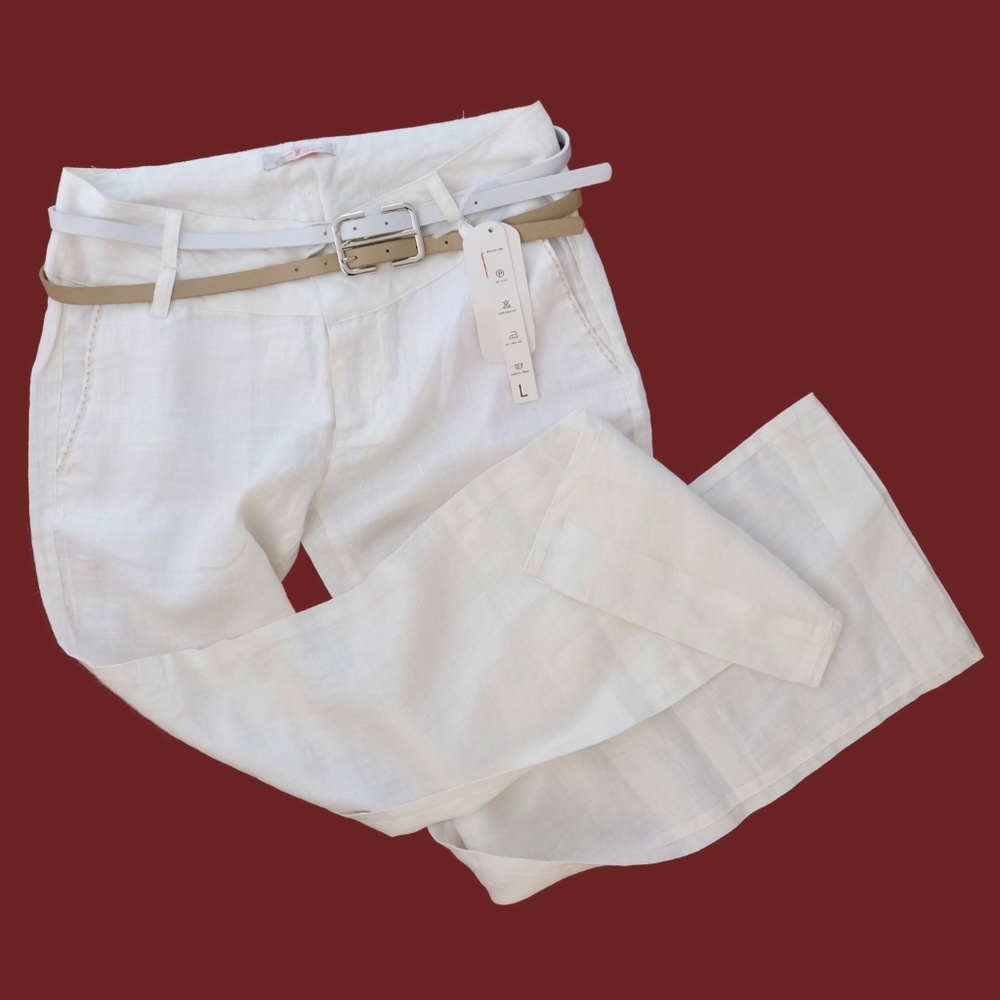 WOMENS FORME JEANS 100% LINEN FLARE PANTS LARGE